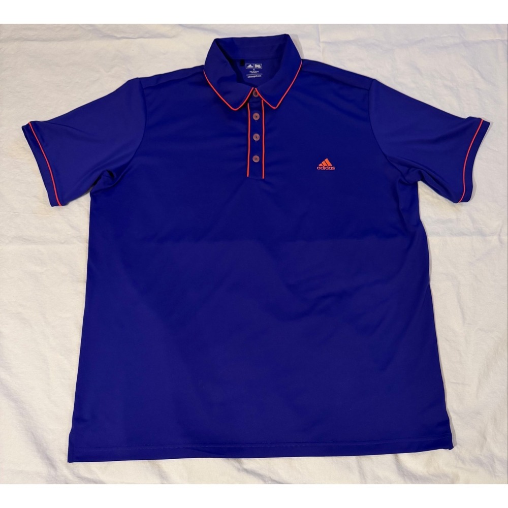Adidas Golf Polo Shirt Men's XL Purple Orange Performance Short Sleeve Logo